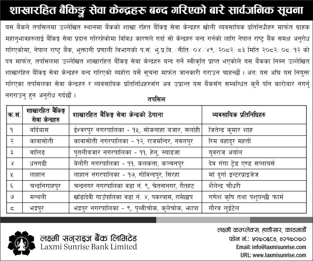 blb closure notice - mangsir 2025